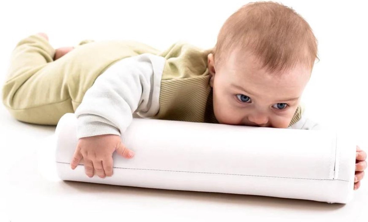 Kruiprol | Baby rol | Tummy roller | Kunstleer | Wit